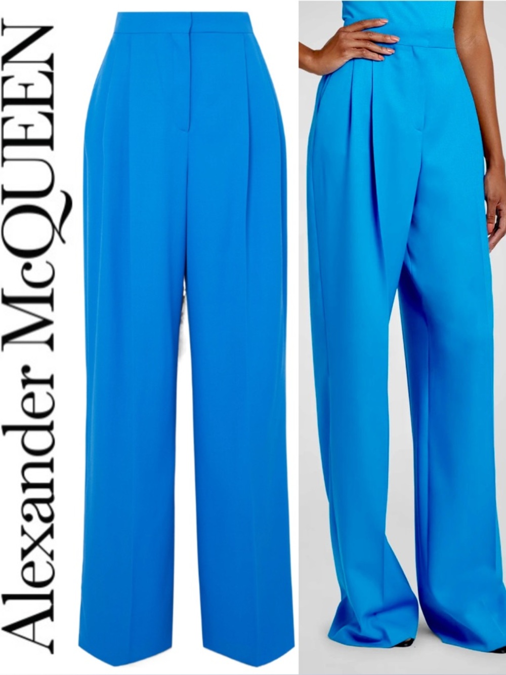 Alexander McQueen Double Pleat Wide Leg Pant